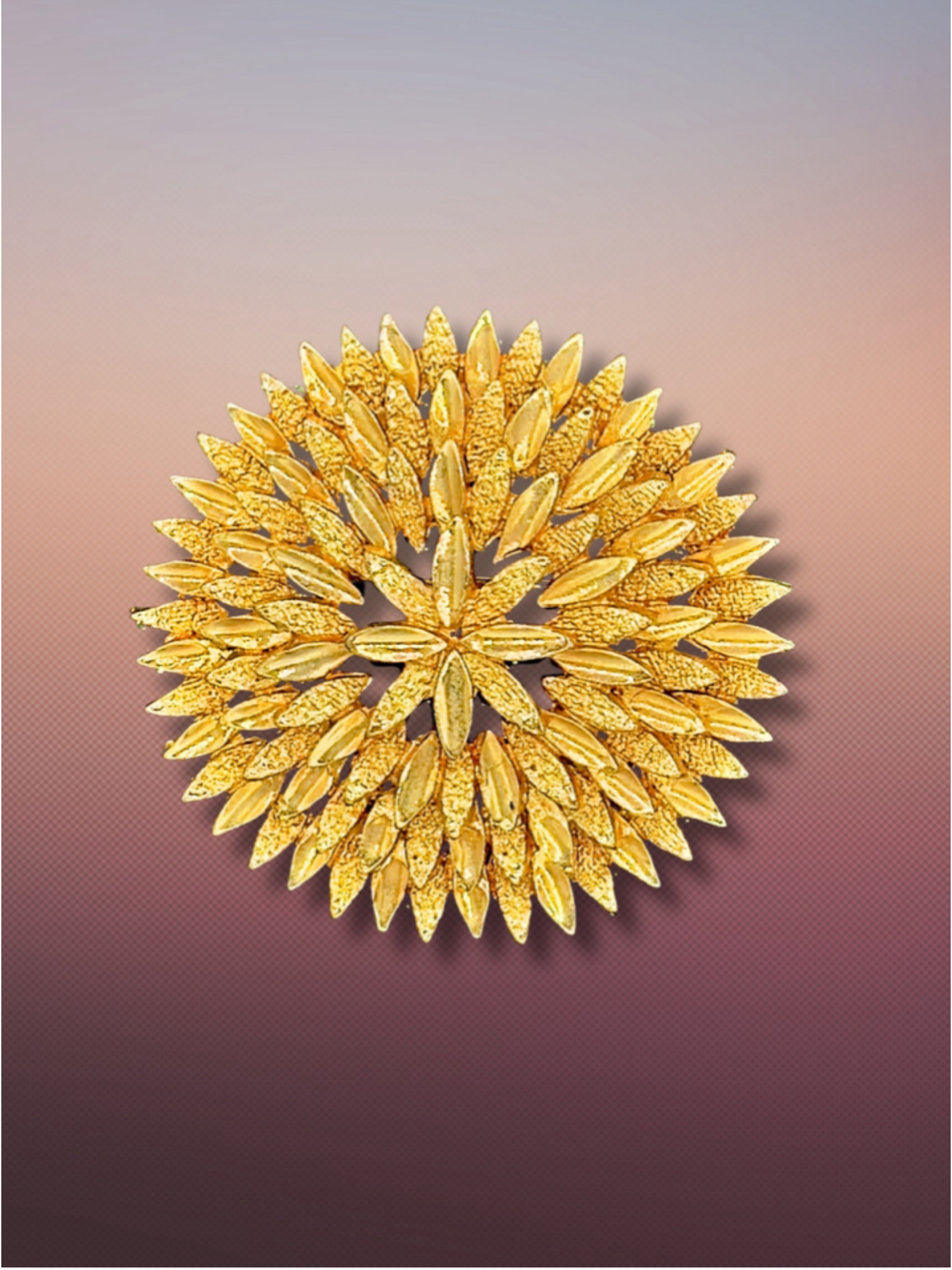 Vintage Avon 1972 Gold-Tone Floral Sunburst Brooch